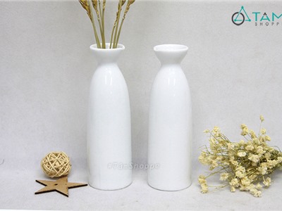 Lọ hoa gốm trắng để bàn miệng lở CE-LHOA-58